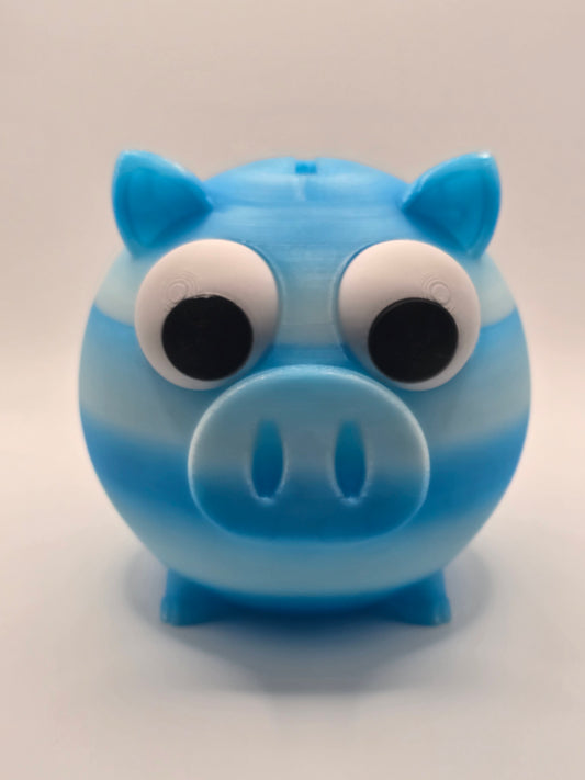 Piggy Bank- Blue / White